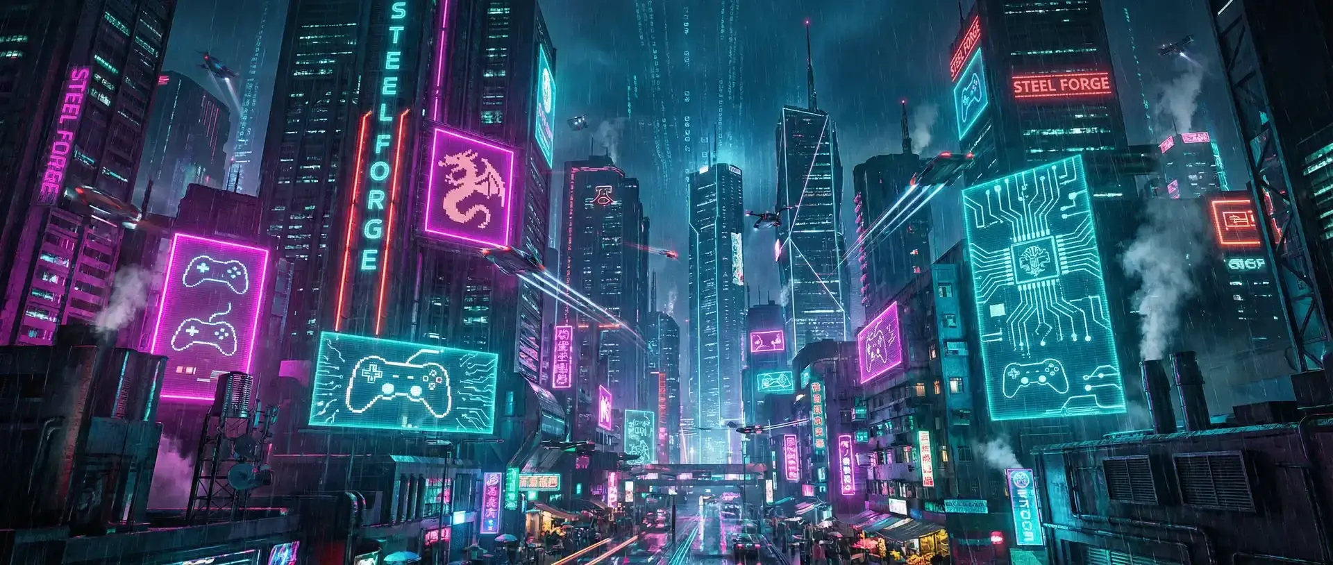 九游棋牌 赛博朋克不夜城全景 - 钢铁锻造电竞娱乐矩阵